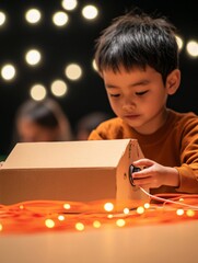 Aufkleber - Colorful DIY Robotics Workshop for Kids Cardboard, Motors and Paint in Creative STEM Learning Environment - Explore Diverse Tech Skills and Innovative Education