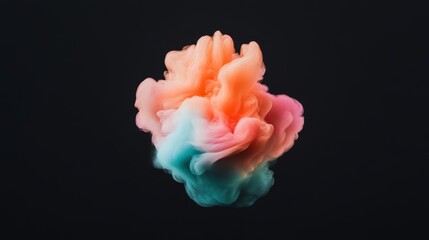 Wall Mural - Colorful abstract cloud of pink, orange, and blue smoke on black background