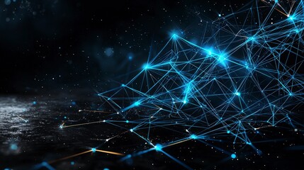 Poster - Digital grid pattern technology environment neon blue lines modern design abstract concept for high-impact visuals