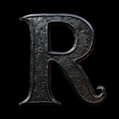 Poster - Forged Metal Letter R, Dark Background, Font Design