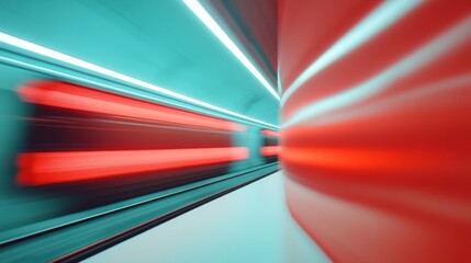 Fototapete - Dynamic Commuter Motion Blur Futuristic Metallic Transit Scene with Architectural Elements - Urban Digital Marketing and Smart City Design Solutions