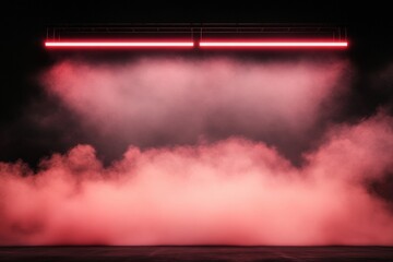 Poster - Neon Vapor Stage Design Dynamic Red Light and Smoke for Cutting-Edge Stadium Events - Elevate Audience Engagement and Modern Entertainment Production
