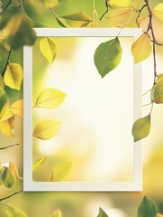Fototapete - Empty space framed by green leaves inviting text for creative projects or nature related content. Generative AI