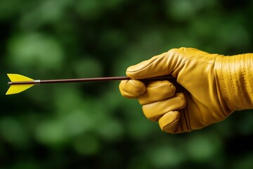 Aufkleber - Dynamic Archery Focus Gloved Hand Releasing Arrow in Motion Blur Against Lush Greenery - Outdoor Recreation and Sustainable Development Training Content