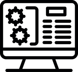 Wall Mural - web development process shown on a computer screen, featuring rotating gears symbolizing working mec
