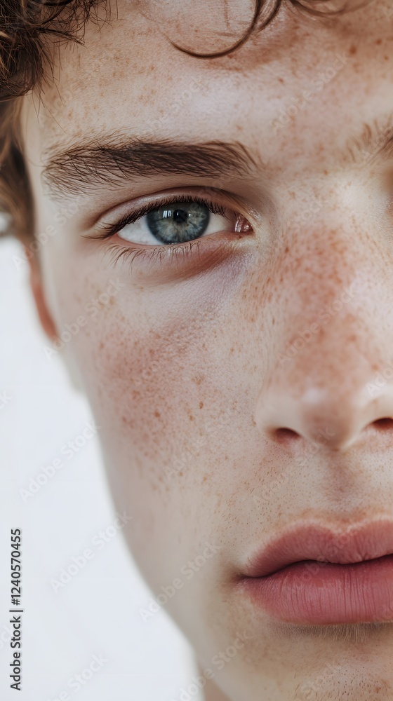 88. A close-up of a human face showing strong yet gentle features ...