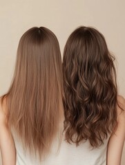 Poster - Comparison of hair transformation showing thin and thick hair with different textures. Generative AI