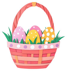 Wall Mural - PNG Easter basket illustration eggs celebration.