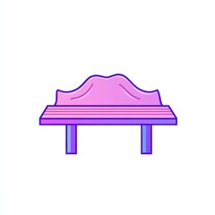 Pink park bench, outdoor seating, relaxation, simple background, website icon