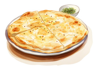 Poster - PNG Food dish bread plate, digital paint illustration.