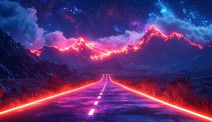 Wall Mural - a sci-fi landscape of a futuristic alien world, featuring stars twinkling above and towering mountai