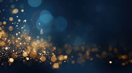 Wall Mural - gold and dark blue bokeh background