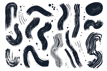 Aufkleber - Abstract black and white brush strokes create dynamic patterns and textures suitable for design and art projects