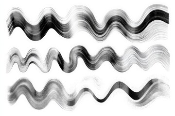 Fototapete - Abstract black and white waves created with brush strokes on a white background