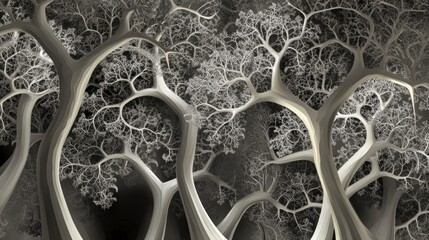 Intricate Fractal Trees: A Monochromatic Exploration of Nature's Beauty