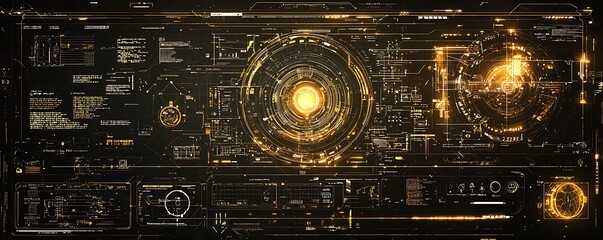 Wall Mural - three-dimensional interface technology scene, showcasing futuristic science fiction designs and digi