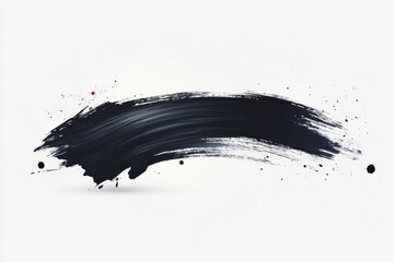 Leinwandbilder - Abstract black brushstroke with splashes on a white background showcasing artistic expression and creativity