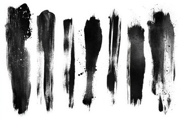Leinwandbilder - Abstract black watercolor brush strokes on white background suitable for design projects and artistic endeavors