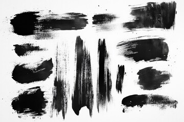 Poster - Creative exploration of black paint strokes on canvas for artistic expression and design