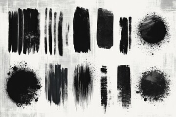 Poster - Abstract black and white brush strokes create dynamic textures and contrasts