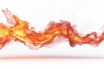 Poster - Bright flames dance and twist against a white background, creating mesmerizing patterns of fire and smoke in the air