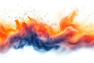 Aufkleber - Vibrant abstract artwork featuring swirling patterns of orange, red, and blue hues on a white background
