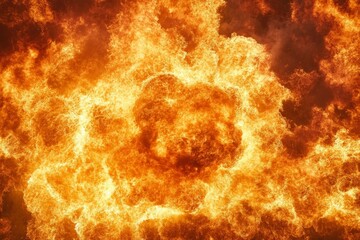 Poster - Intense fireball explosion against a dark background creating a dramatic and powerful visual effect