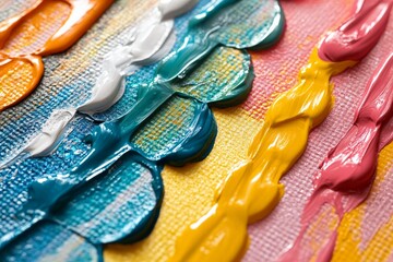 Poster - Vivid paint display in artistic arrangement showcasing creative colors and textures on canvas