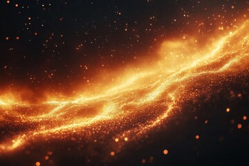Leinwandbilder - Swirling golden particles create a cosmic effect against a dark background in a mesmerizing display of light and color