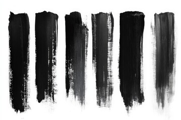 Aufkleber - Black paint strokes on canvas create a dramatic abstract artwork showcasing texture and depth