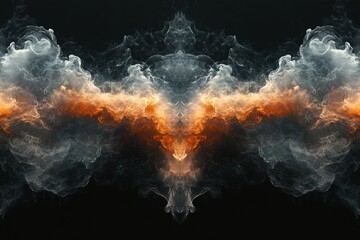 Poster - Colorful abstract smoke art displays swirling shapes and dynamic movement in dark background