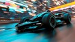 © neiros - Racing F1 vehicles zipping at high velocity in the velodrome lane