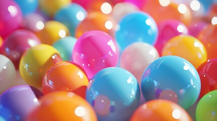 Wall Mural - a close-up of a pile of colorful balls with a blurred background.