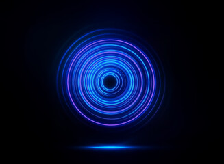 Wall Mural - glowing concentric circles of blue and purple light radiate outwards from a dark center, creating a 