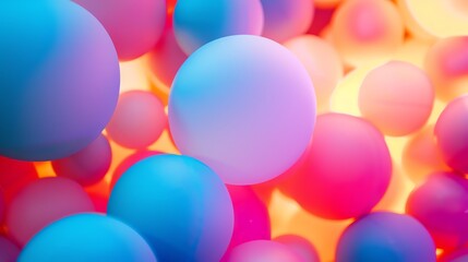 Wall Mural - 3d rendering of a colorful array of spheres. the spheres are of various sizes and colors, and they a
