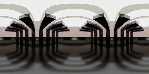 Wall Mural - 8k hdri map, tunnel for rendering cars with neon lights, 3d render image of panoramic 360 view equir