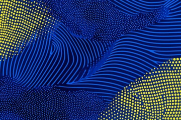 Wall Mural - top view of blue striped and yellow dotted templates for background , isolated on white background, 