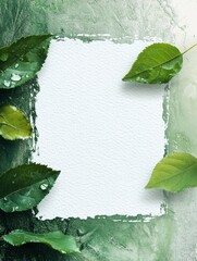 Fototapete - Natural backdrop with empty space for text surrounded by fresh green leaves in a tranquil environment. Generative AI