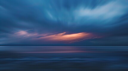 Wall Mural - amazing long exposure shot of a beautiful sunset over a lake.