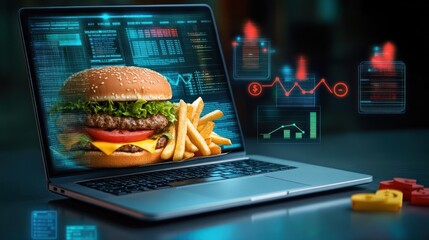 Burger on Laptop Screen
