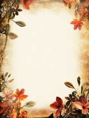 Poster - Decorative frame featuring vibrant flowers and leaves suitable for text placement in various creative projects. Generative AI