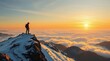 © borispain69 - A lone hiker on snowy mountain at sunset