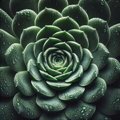 Wall Mural - Close-up view of a succulent plant, specifically focusing on its central rosette.
