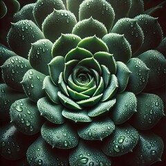 Wall Mural - Close-up view of a succulent plant, specifically focusing on its central rosette.
