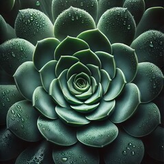 Wall Mural - Close-up view of a succulent plant, specifically focusing on its central rosette.
