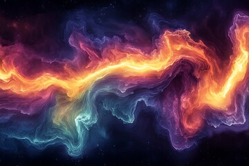 Canvas Print - Cosmic Nebula Swirls of Vibrant Hues and Celestial Fire