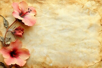 Poster - Floral decorative background with hibiscus flowers and ample space for custom text or quotes. Generative AI
