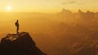 © Natchooda - A man silhouette on a mountain peak with a breathtaking view of the horizon, capturing the essence of adventure and personal triumph.