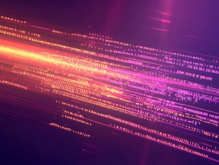 A futuristic text animation with digital glitch effects and fast-moving lines across the screen