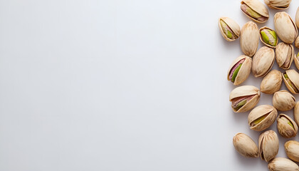 Wall Mural - Organic pistachio nuts in shell on white background